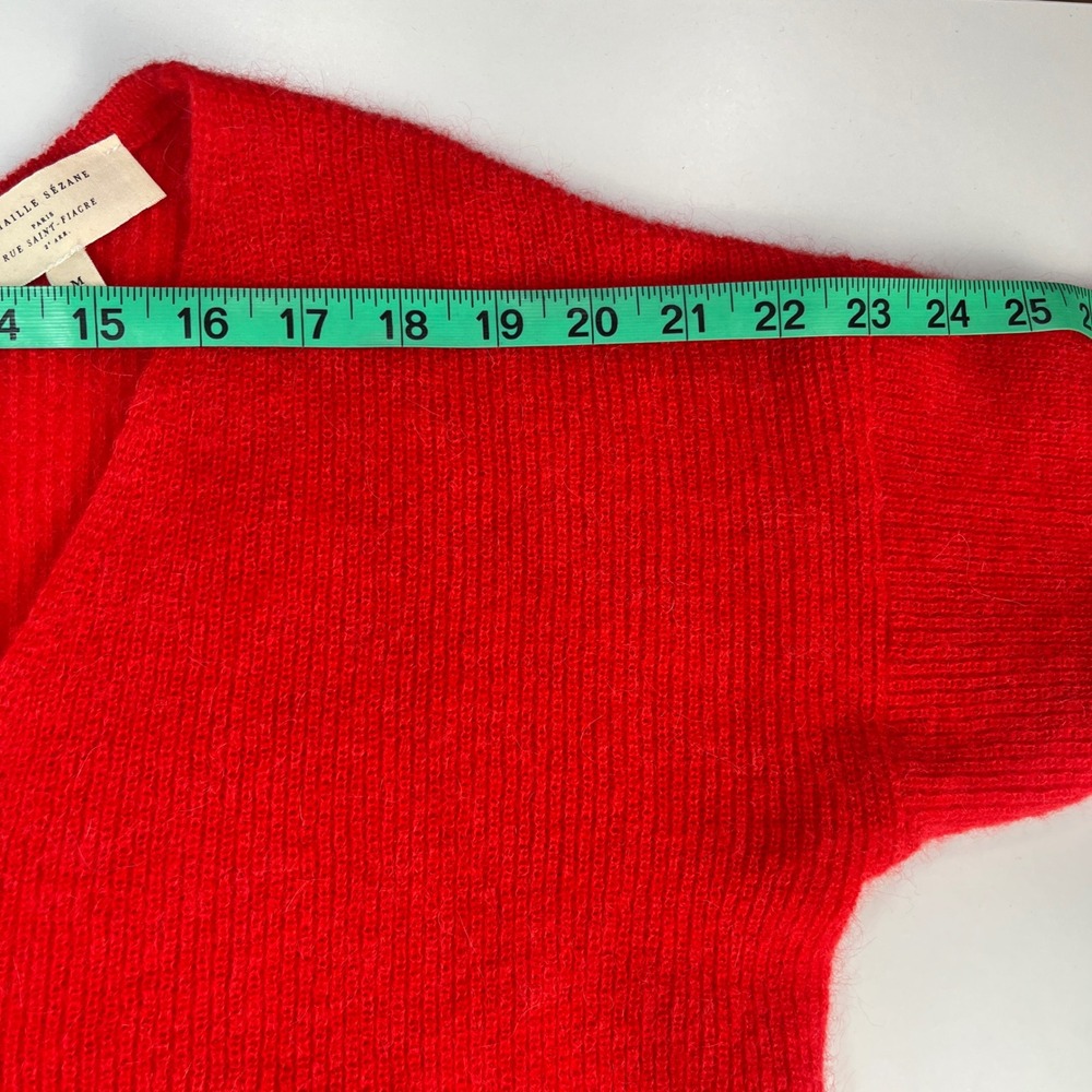 Sezane Barry Cardigan Women's M Reversible Red Mohair Alpaca V-Neck Oversized - Picture 9 of 14